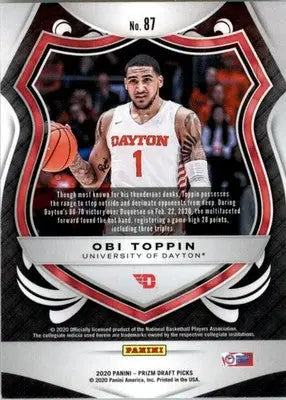 Obi Toppin - 2020 Panini Prizm Draft Picks Collegiate - #87 - Basketball - Basketball Card Single