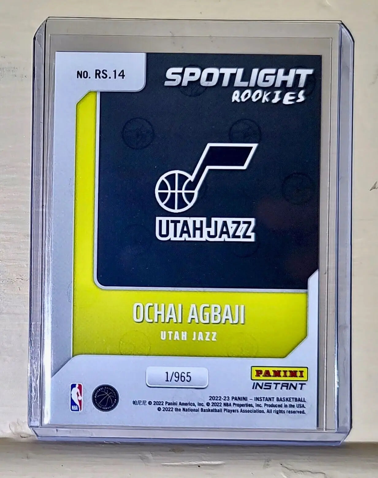 Ochai Agbaji 2022-23 Panini NBA #14 Spotlight Rookies Card 1/965 - Basketball Card Single