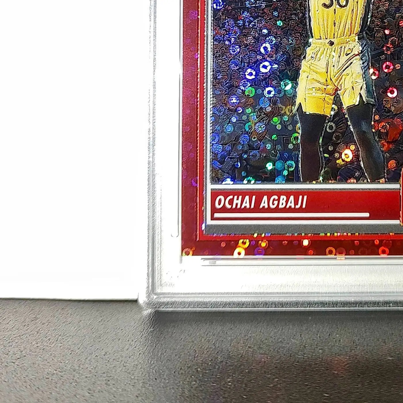 Ochai Agbaji 2023 Panini Hoops Premium #62 30/149 Red Disco Prizm PSA 10 Gem
