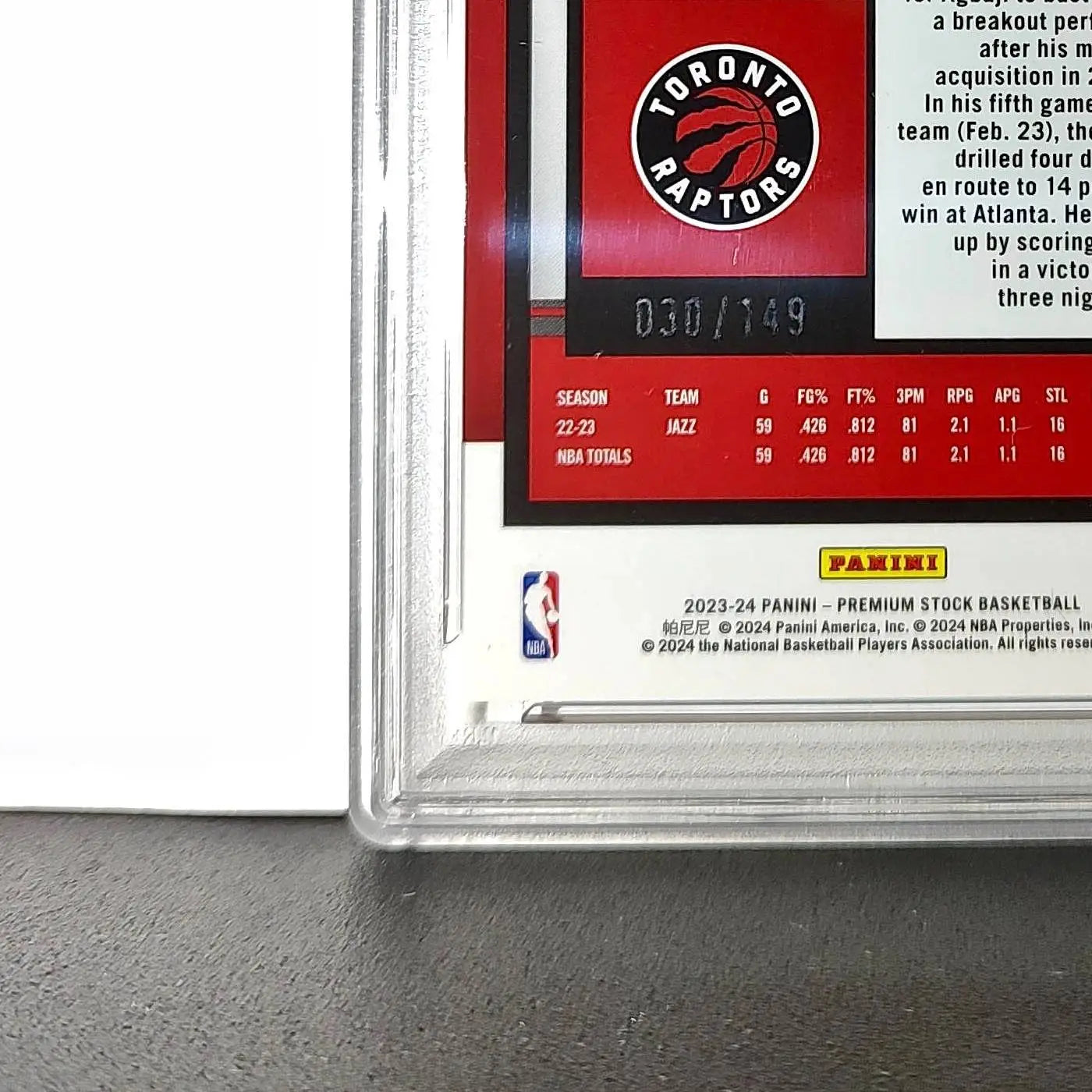 Ochai Agbaji 2023 Panini Hoops Premium #62 30/149 Red Disco Prizm PSA 10 Gem