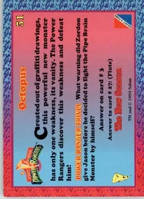 Octopus - 1995 Collect-A-Card Power Rangers The New Season Hobby - #51 - Non-Sports Card Single