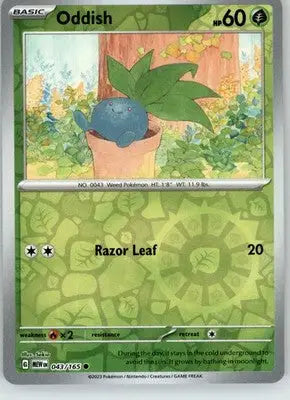 Oddish - 151 - 043/165 - Reverse Holo NM Pokemon - Pokémon Card Single