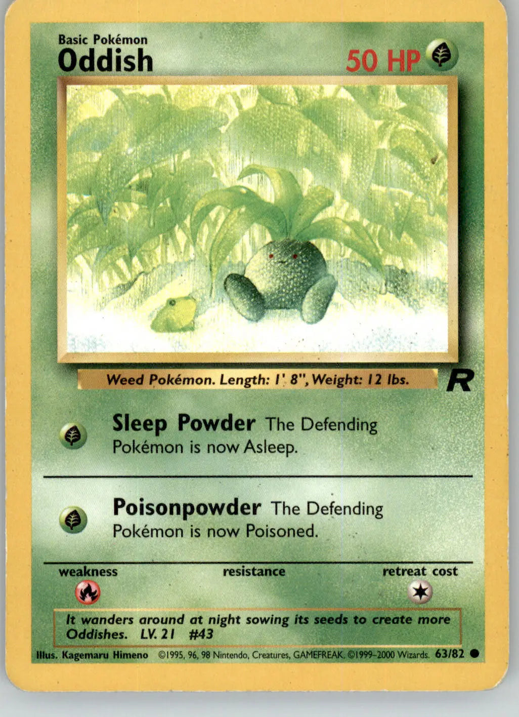 Oddish - Team Rocket - 63/82 - Unlimited HP Pokemon - Pokémon Card Single
