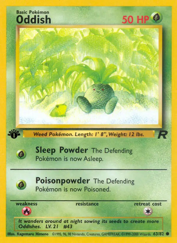 Oddish - Team Rocket - 63/82 - Unlimited HP Pokemon - Pokémon Card Single