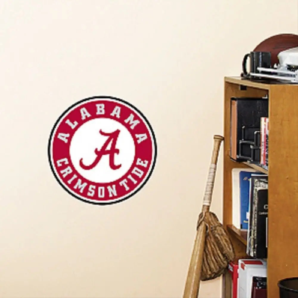 Circular Alabama Crimson Tide logo sticker for NCAA Fatheads, perfect for dry wall decor