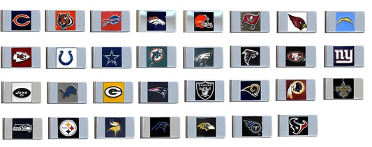 Collection of NFL team logos for Official Licensed Hand Painted Money Clip options