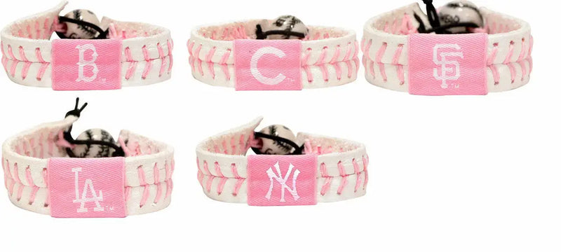 Official MLB Leather Baseball Seam Bracelet Pink Cancer Color Choose Your Team - Baltimore Ok Cancer Baltimore Orioles