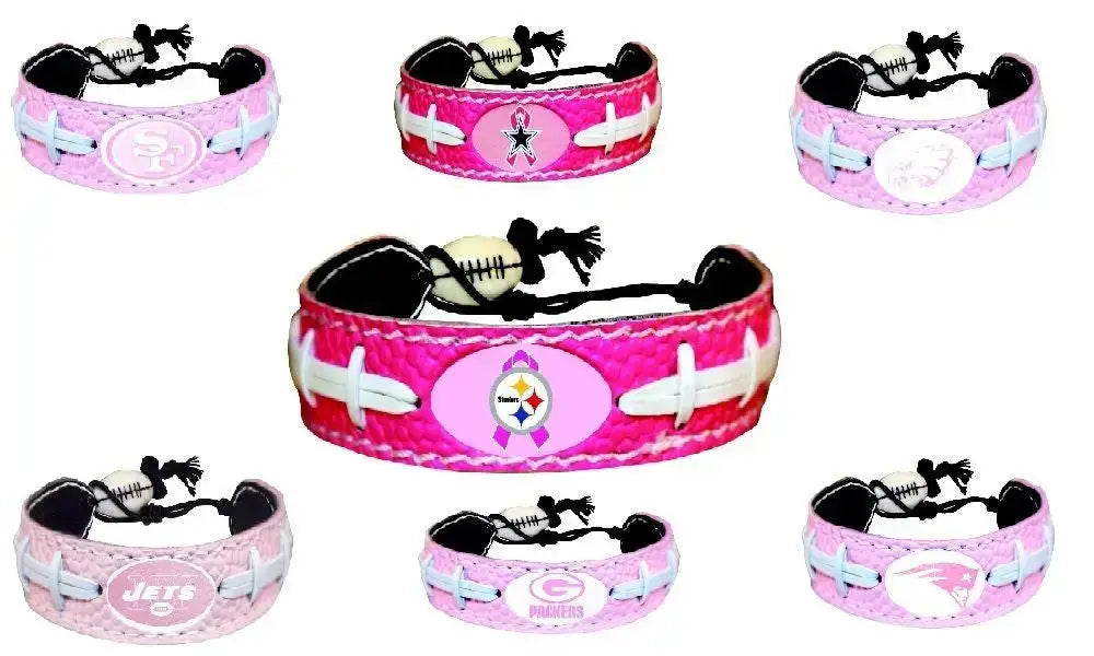 Official NFL Leather Football Bracelet Pink Cancer Color Jacksonville Jaguars - Apparel