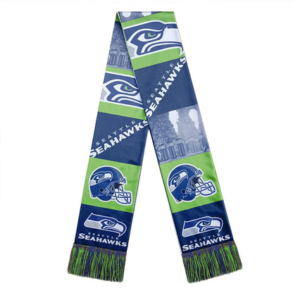 Officially licensed NFL Seattle Seahawks bar design scarf with logos and team colors