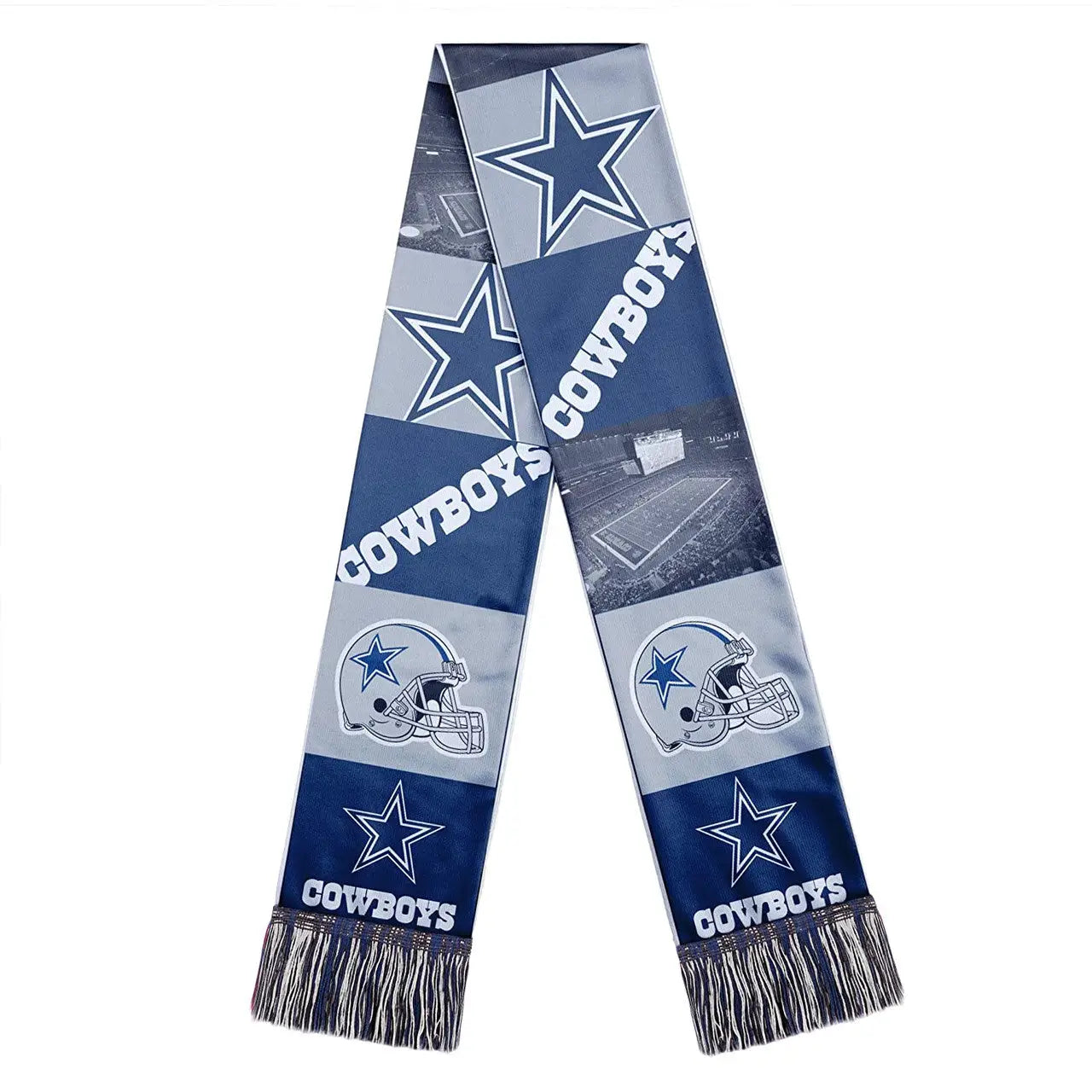 Officially licensed NFL Bar Design Printed Scarf with Dallas Cowboys logos and stars