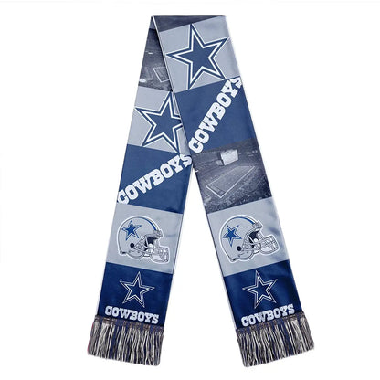 Officially licensed NFL Bar Design Printed Scarf with Dallas Cowboys logos and stars
