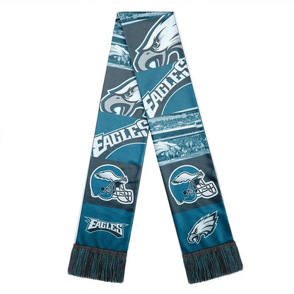 Officially licensed NFL Bar Design Printed Scarf with Philadelphia Eagles logos and colors