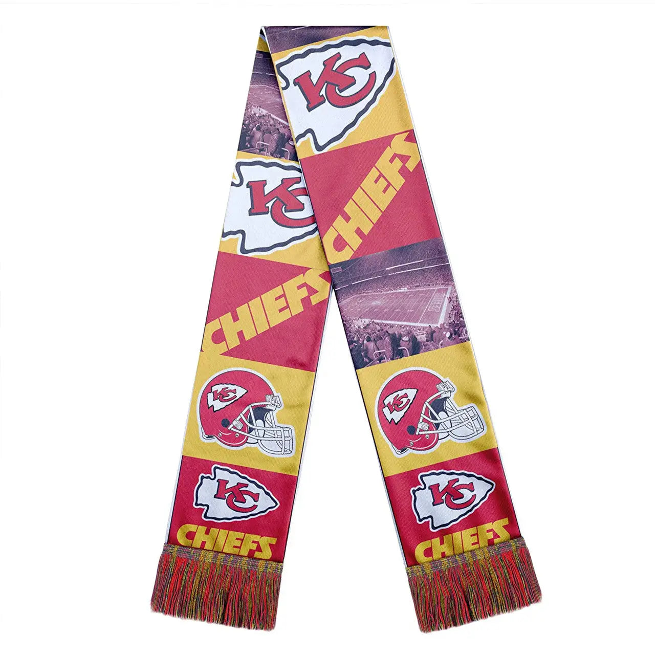 Officially licensed NFL Bar Design Printed Scarf featuring Kansas City Chiefs logos and colors