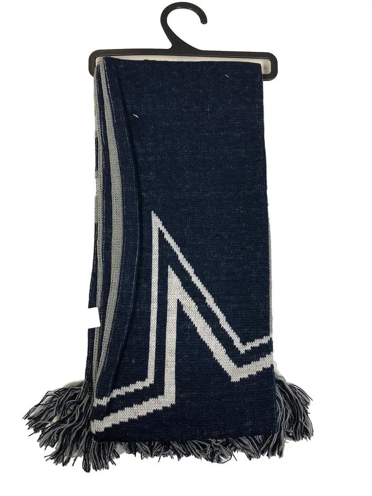 Navy blue knitted officially licensed NFL colorblock big logo scarf with zigzag pattern