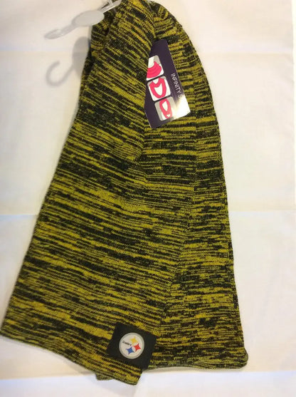 Yellow and black Knitted Beanie with Pittsburgh Steelers logo for Officially Licensed NFL Colorblock Infinity Scarf