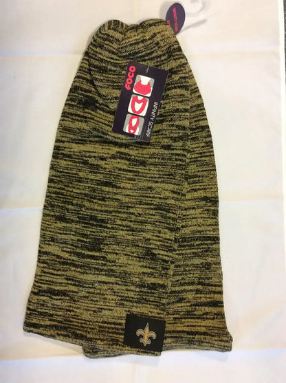 Knit beanie hat in mottled green with fleur-de-lis for Officially Licensed NFL Colorblock Infinity Scarf