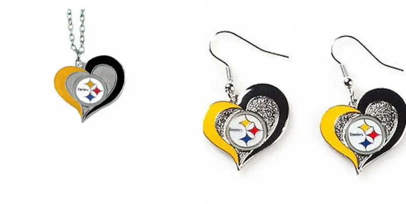 Officially Licensed Swirl Heart Necklace and Earring Set Choose Your Team