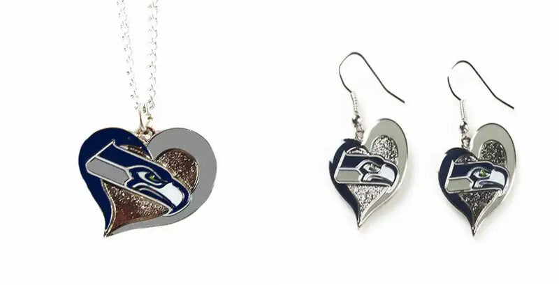 Officially Licensed Swirl Heart Necklace and Earring Set Choose Your Team