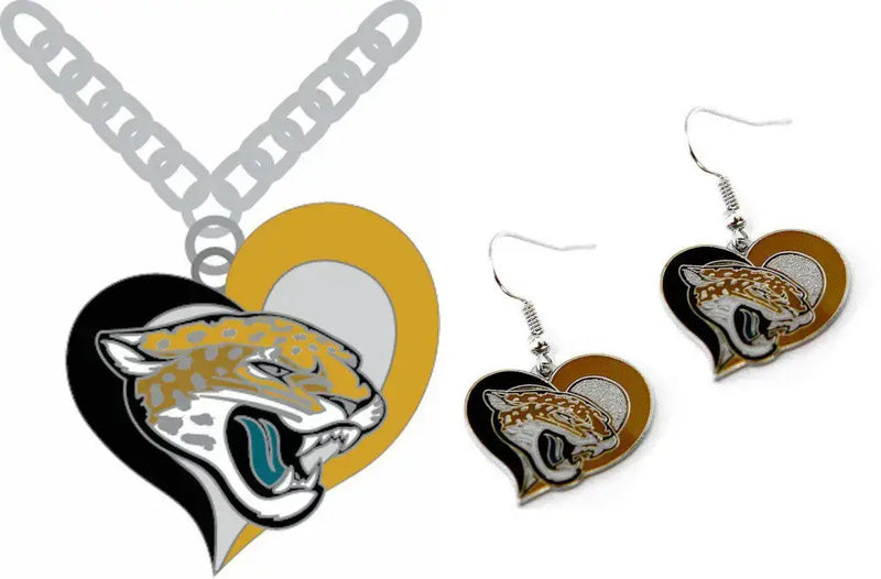 Officially Licensed Swirl Heart Necklace and Earring Set Choose Your Team