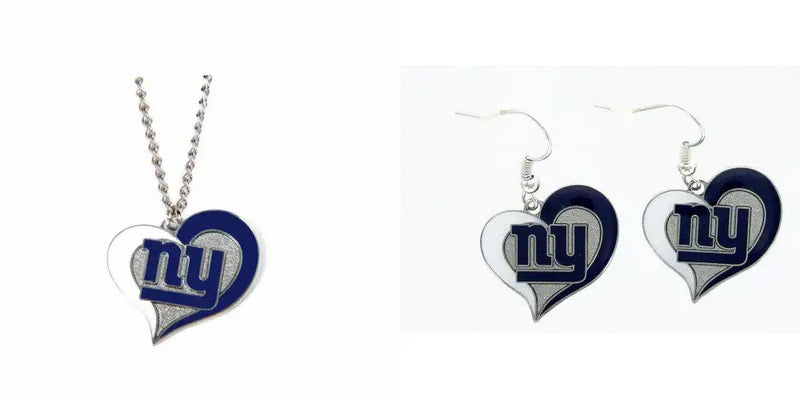 Officially Licensed Swirl Heart Necklace and Earring Set Choose Your Team