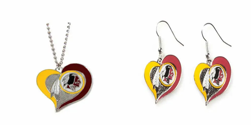 Officially Licensed Swirl Heart Necklace and Earring Set Choose Your Team