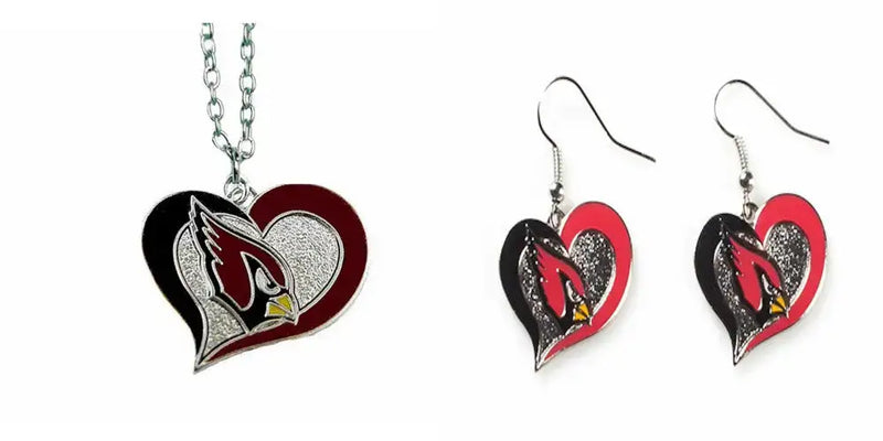 Officially Licensed Swirl Heart Necklace and Earring Set Choose Your Team