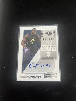 Signed Ogbonnia Okoronkwo rookie autograph card from Ogbonnia Okoronkwo Contenders 2018 RC