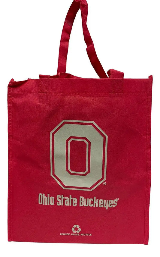 Red Ohio State Buckeyes logo tote bag perfect for carrying trading cards and groceries