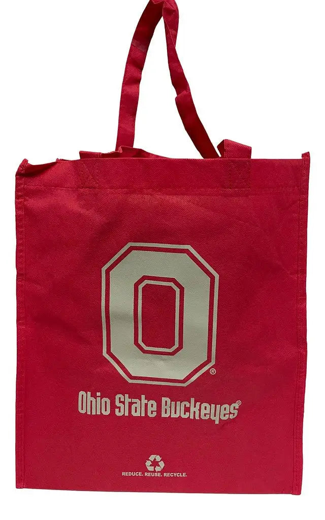 Red Ohio State Buckeyes Non-Woven Polypropylene Reusable Grocery Tote Bag