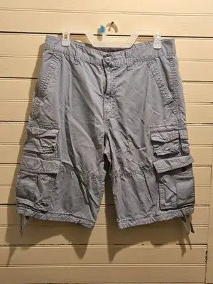 Old Navy Cargo Shorts Mens 32 Gray Cotton Multi Pocket Drawstring - Apparel