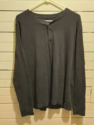 Old Navy Henley Shirt Mens XL Waffle Thermal Long Sleeve Built-In Flex Gray - Apparel