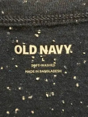Old Navy T-Shirt Mens L Navy Speckled Henley Short Sleeve Soft-Washed - Apparel
