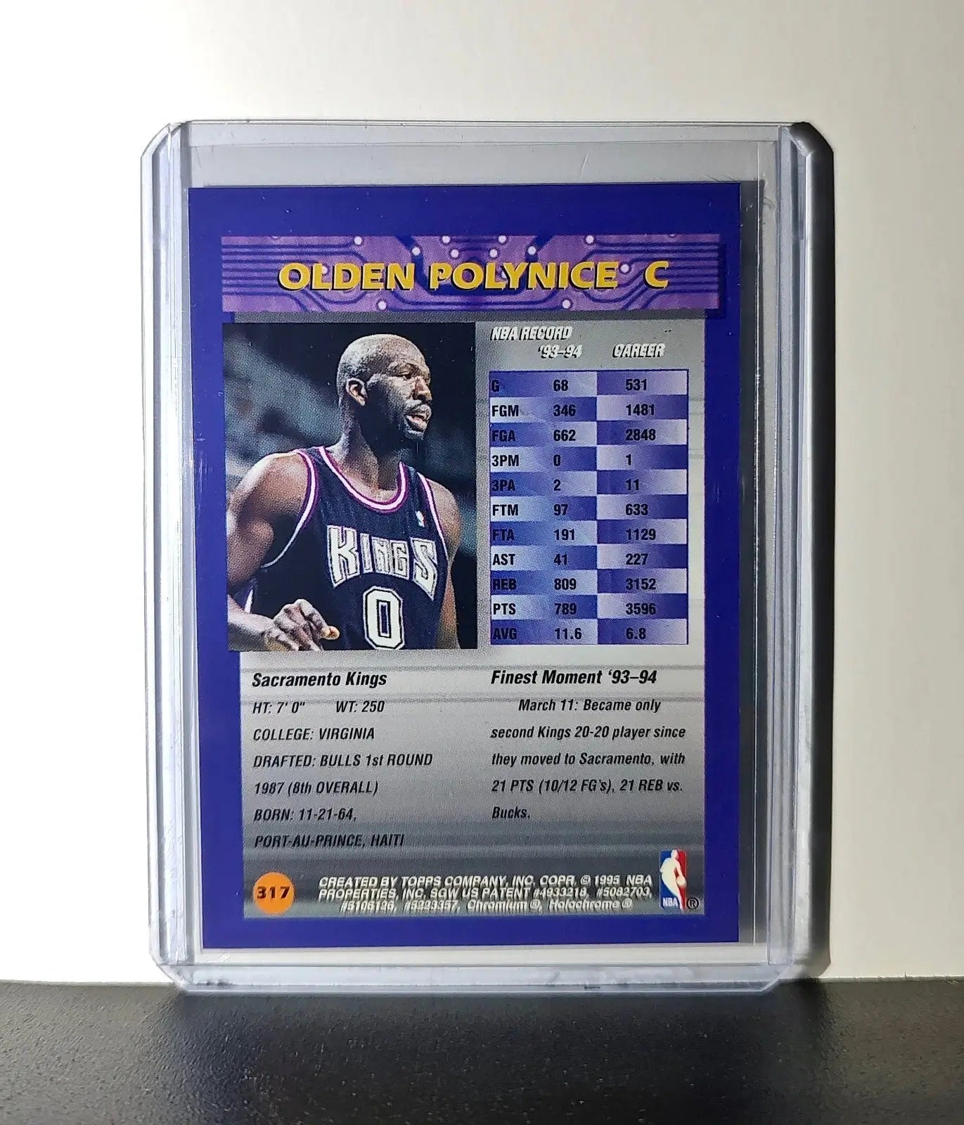 Olden Polynice 1994-95 Topps Finest #317 Basketball Card