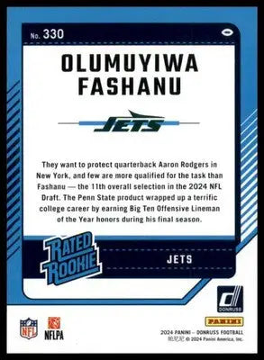 Olumuyiwa Fashanu Rookie 2024 Donruss #330 New York Jets