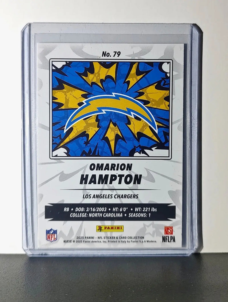 Omarion Hampton 2025 Panini NFL #79 Foil Sticker Card Los Angeles Chargers