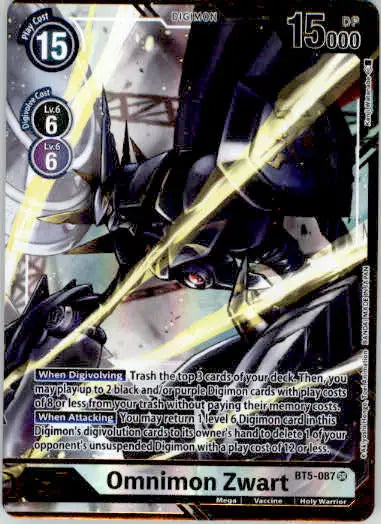 Omnimon Zwart Alternate Art - Battle of Omni - BT5-087 SR - Foil NM - TCG Card Single