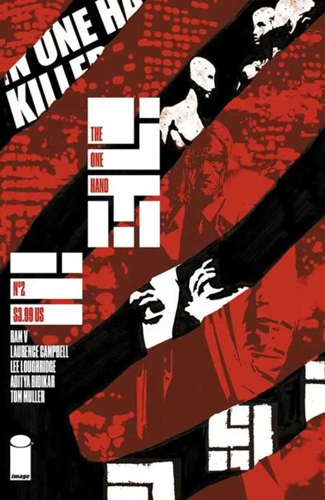 Comic book cover One Hand #2 with bold red and black geometric design, ideal for trading cards