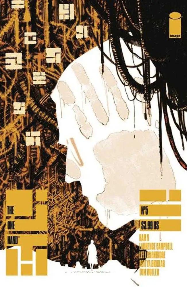 White silhouette with industrial elements for One Hand #5 Lee Loughridge variant art