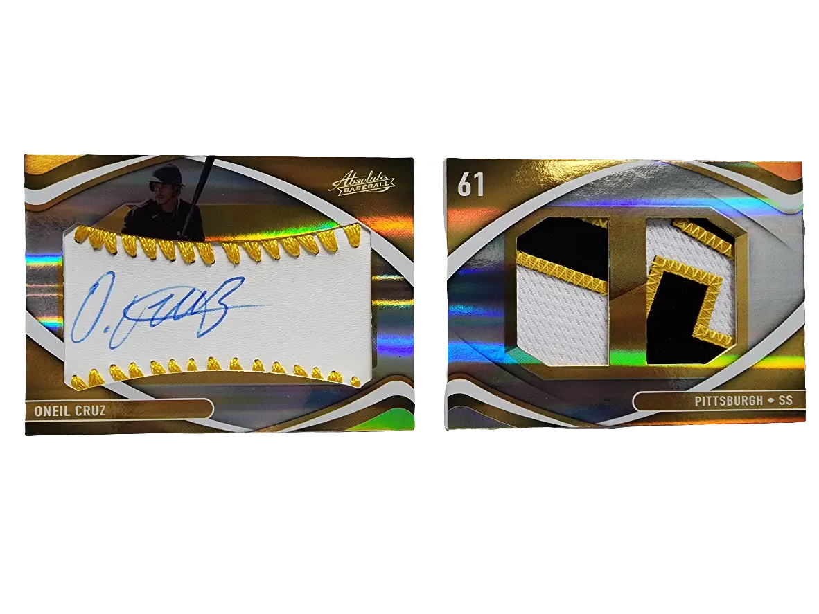 O’Neil Cruz 2022 Panini Absolute Booklet Dual Patch Auto featuring autograph and patch pieces