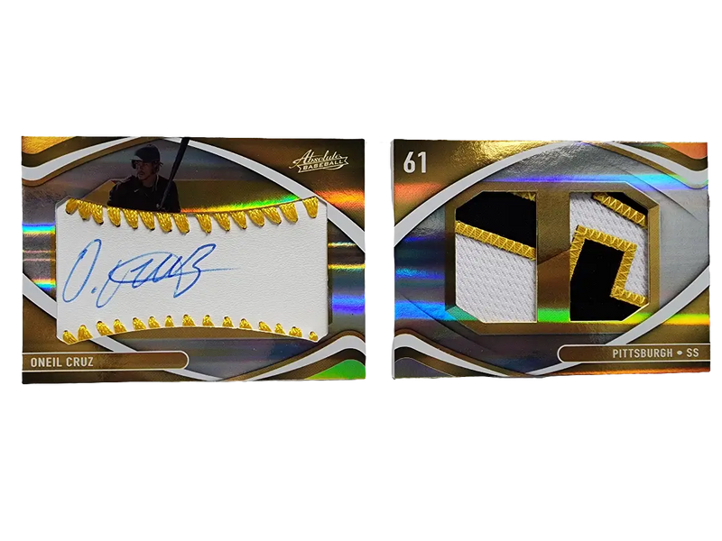 O’Neil Cruz 2022 Panini Absolute Booklet Dual Patch Auto featuring autograph and patch pieces