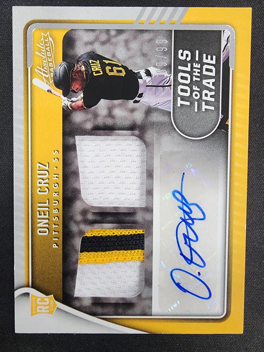 Oneil Cruz 2022 Panini Absolute Tools of the Trade Patch Auto #89/99 - Baseball Card Single