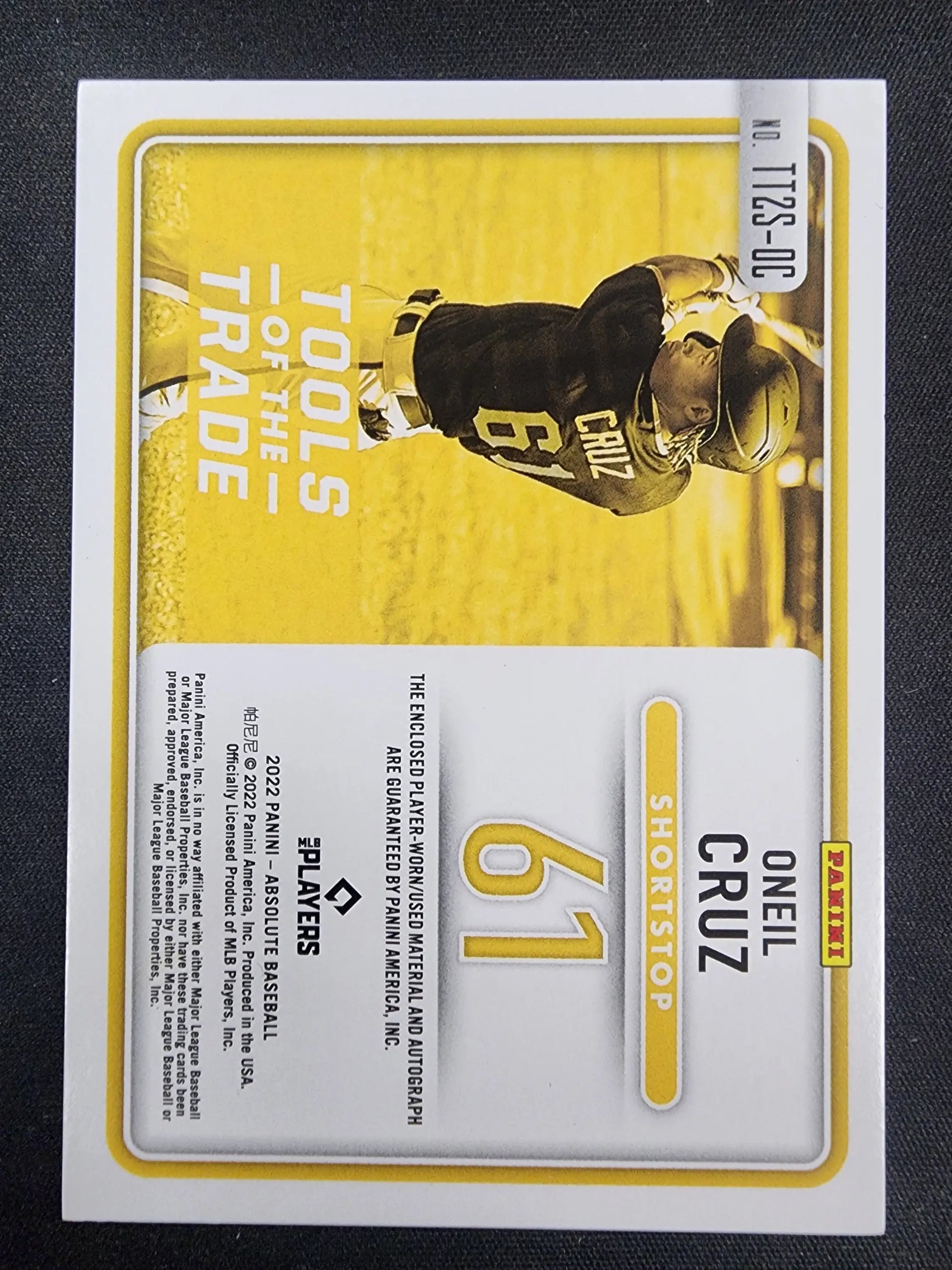 Oneil Cruz 2022 Panini Absolute Tools of the Trade Patch Auto #89/99 - Baseball Card Single