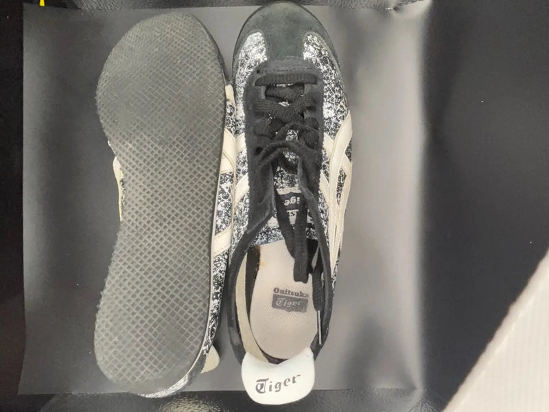 Onitsuka Tiger Mexico 66 HL7C2 Black White Paint Splatter Leather Mens 7 Wmns 9