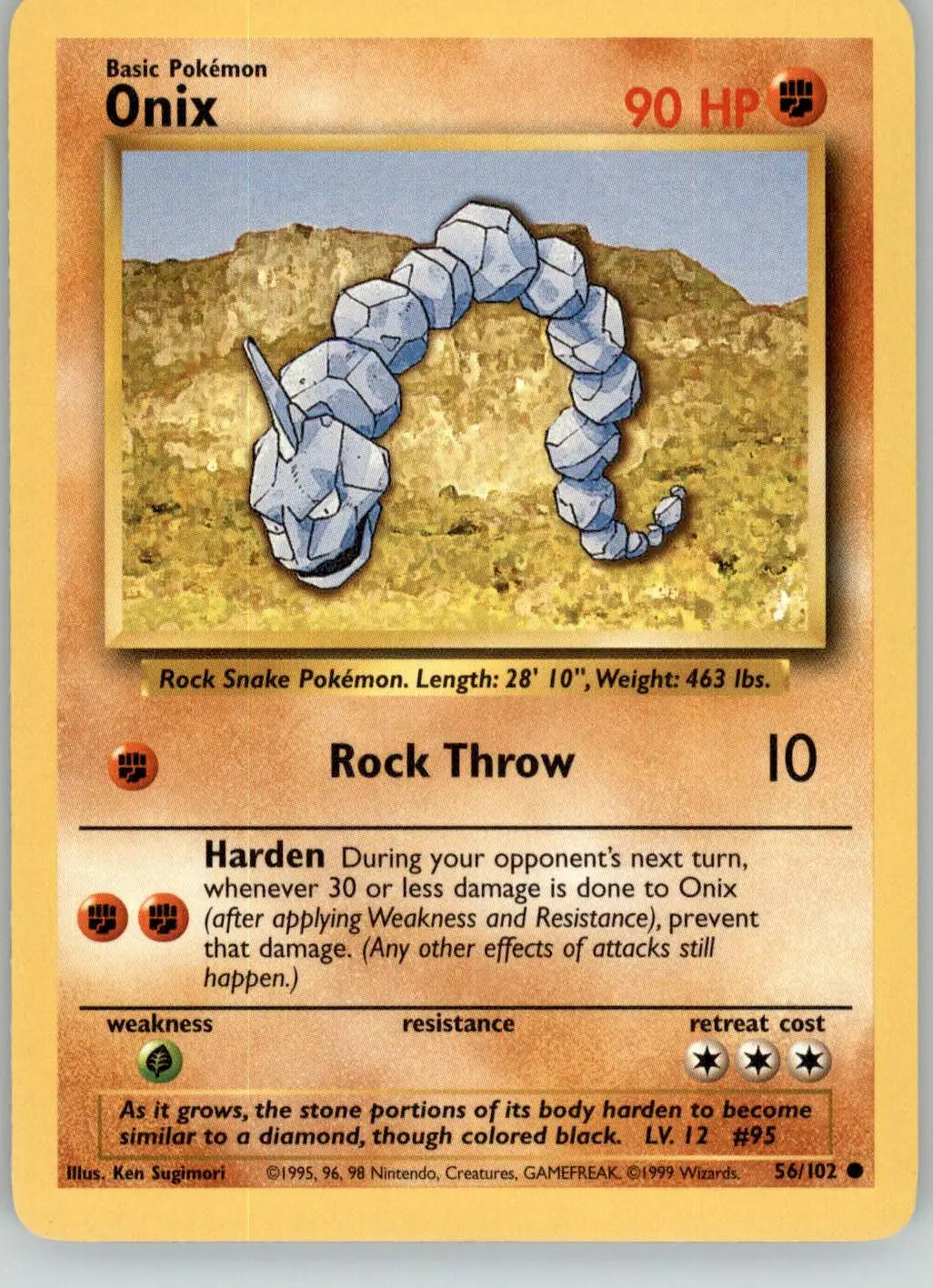 Onix - Base Set Unlimited - 56/102 - LP Pokemon - Pokémon Card Single