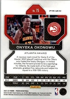 Onyeka Okongwu - 2021-22 Panini Prizm - #75 - Green Basketball - Basketball Card Single
