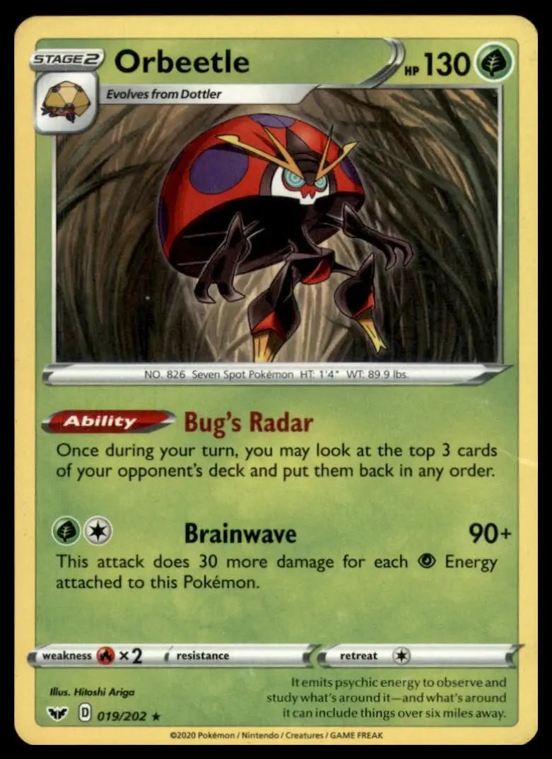 Orbeetle 019/202 Swsh01: Sword & Shield Regular Pokemon - Pokémon Card Single