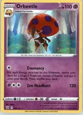 Orbeetle - SWSH05: Battle Styles - 065/163 - Holo NM - Pokémon Card Single