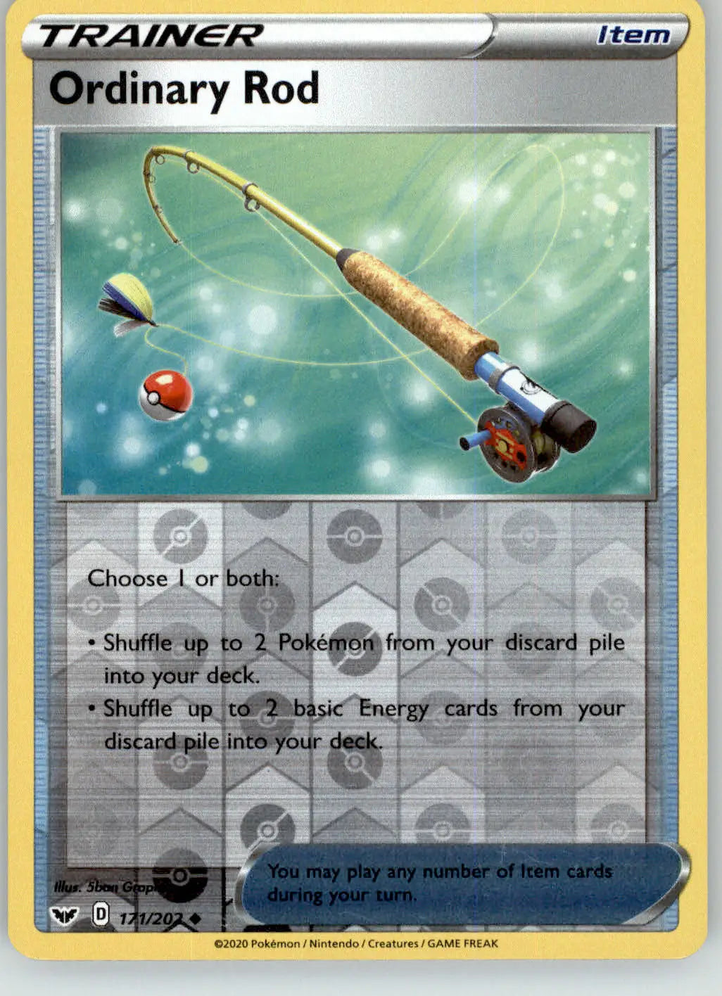 Ordinary Rod - Sword & Shield Base Set - 171/202 - Reverse Holo LP Pokemon - Pokémon Card Single