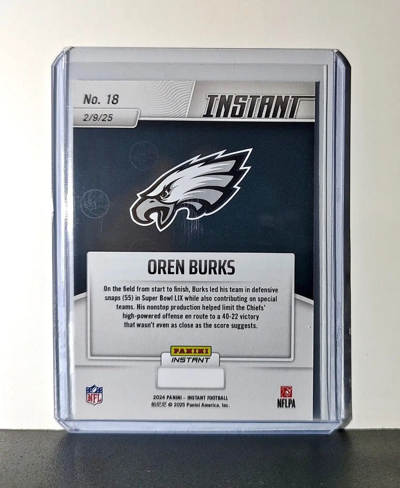 Oren Burks 2024 Panini Super Bowl LIX Champions NFL #18 Football Card Eagles