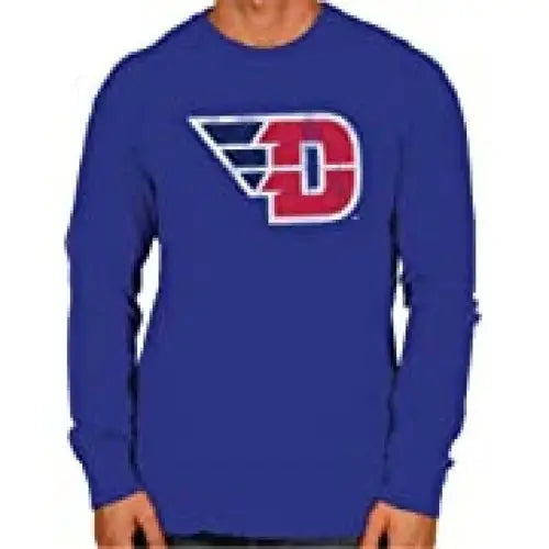 Blue long-sleeved shirt with logo from Original Retro Brand NCAA Dayton Flye